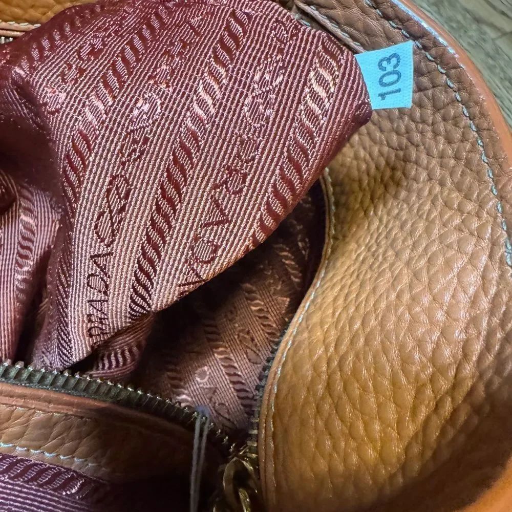PRADA Tan Brown Vitello Daino Leather Hobo Bag - Picture 13 of 14